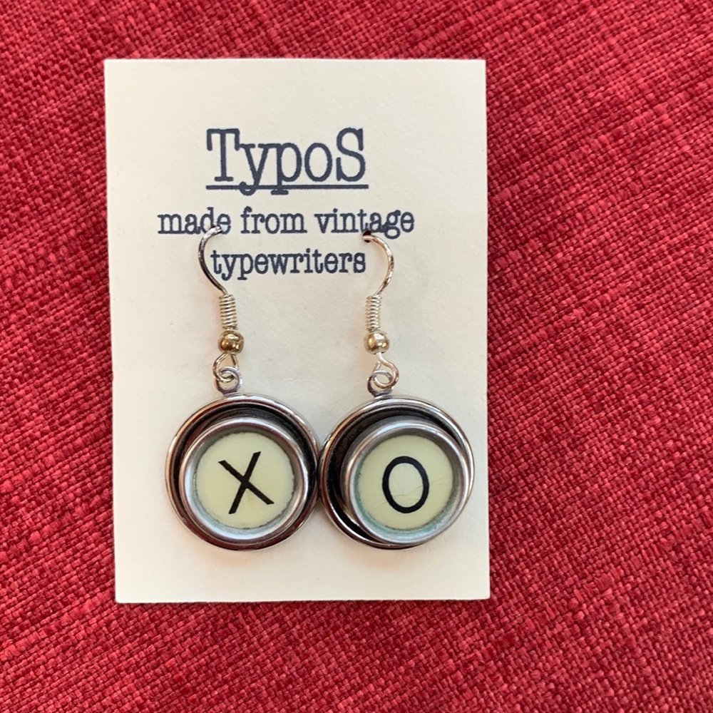 Hugs & Kisses X&O Vintage Typewriter Key Earrings